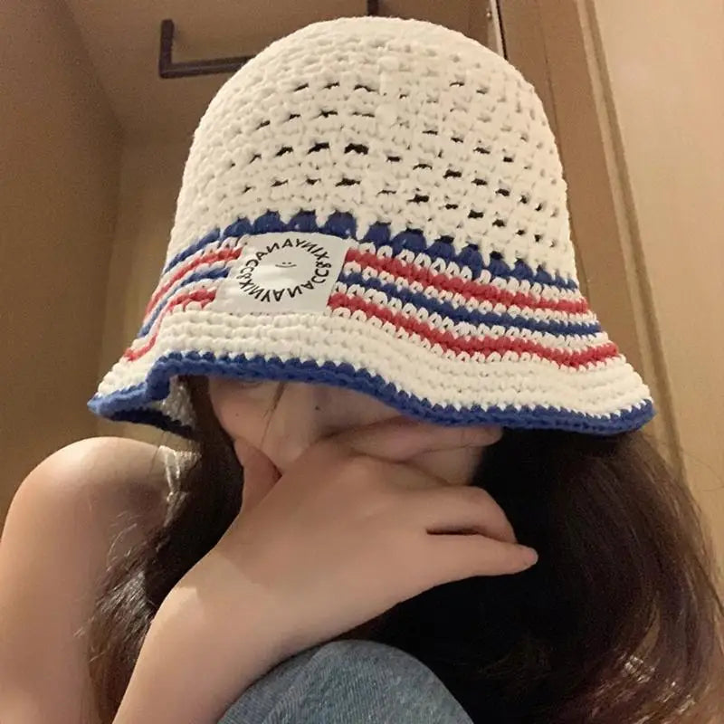 31BB Patterned Breathable Fisherman Hat Fabric Warm Season Shore Headwear Korean Fashion Lightweight Outdoor Sun Protection