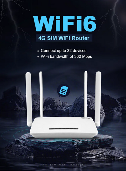 XUNYOU-LINK 4G Modem WiFi6 4G LTE SIM Router 300Mbps High Speed Wireless Modem 4 Antennas Supports 32 Devices Hotspot for Europe