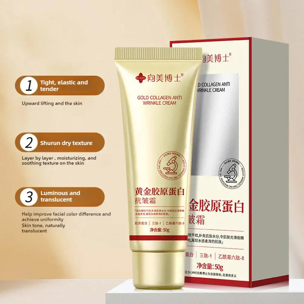 Gold Recombinant Collagen Anti Wrinkle Cream Moisturizes The Skin, Reduces Fine Lines, Moisturizes and Softens The Skin 30ml/50g