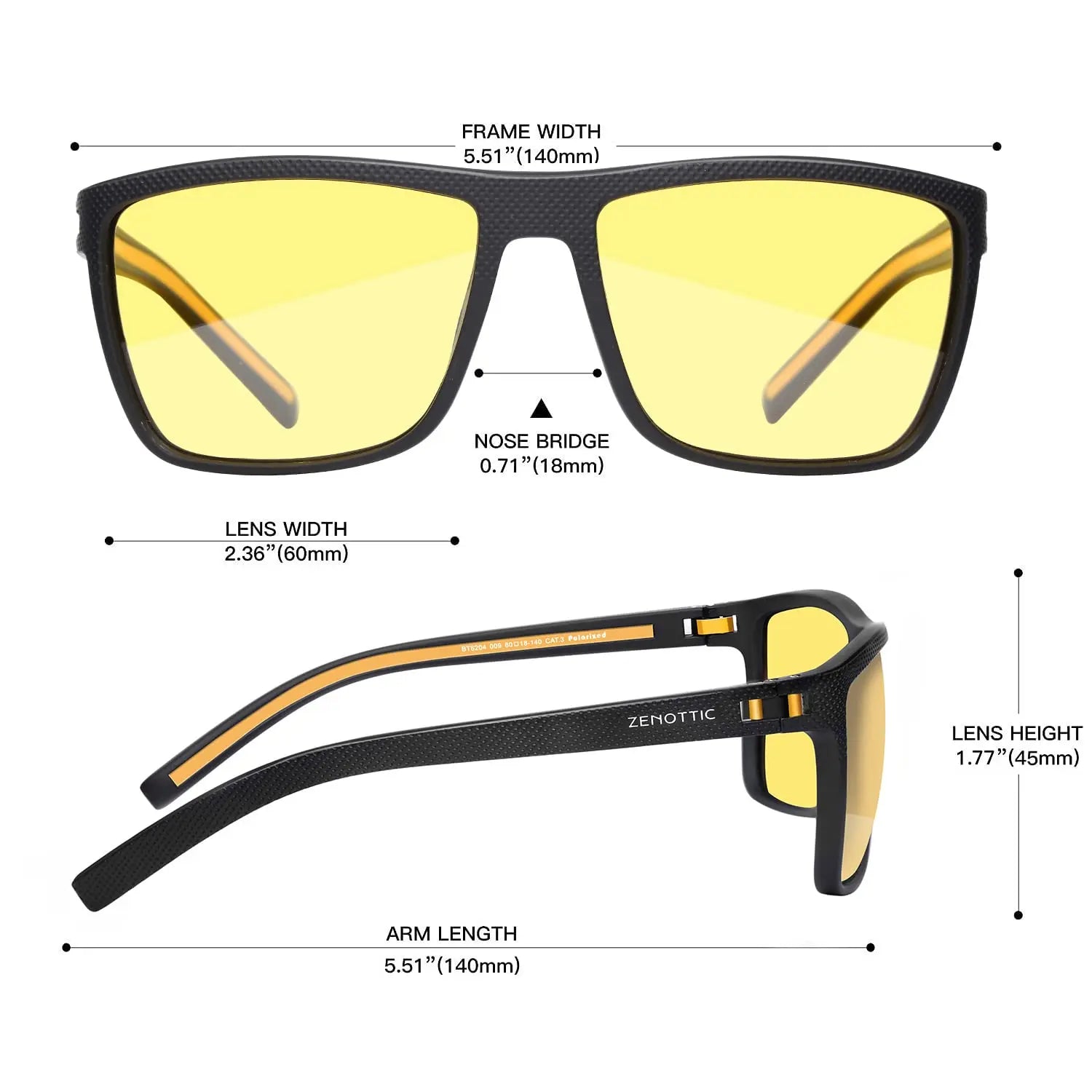 ZENOTTIC Polarized Sunglasses for Men Shades Lightweight TR90 Frame UV400 Protection Square Outdoor Travel Driving Sun Glasses