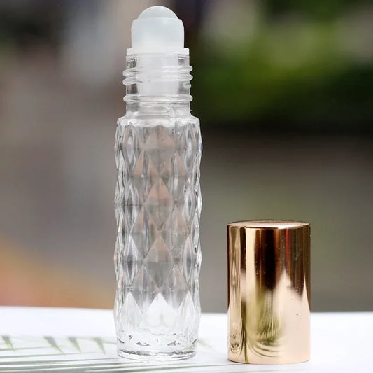 5/10ml Essential Oil Glass Roller Bottles With Roller Balls Refillable Perfume Dispenser Vials Travel Clear Cosmetic Container