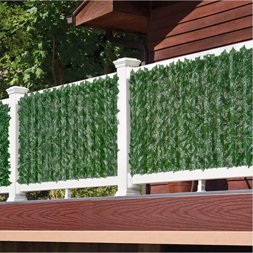 Artificial Ivy Hedge Green Leaf Fence Panels Faux Privacy Fence Screen for Home Outdoor Garden Balcony Decoration