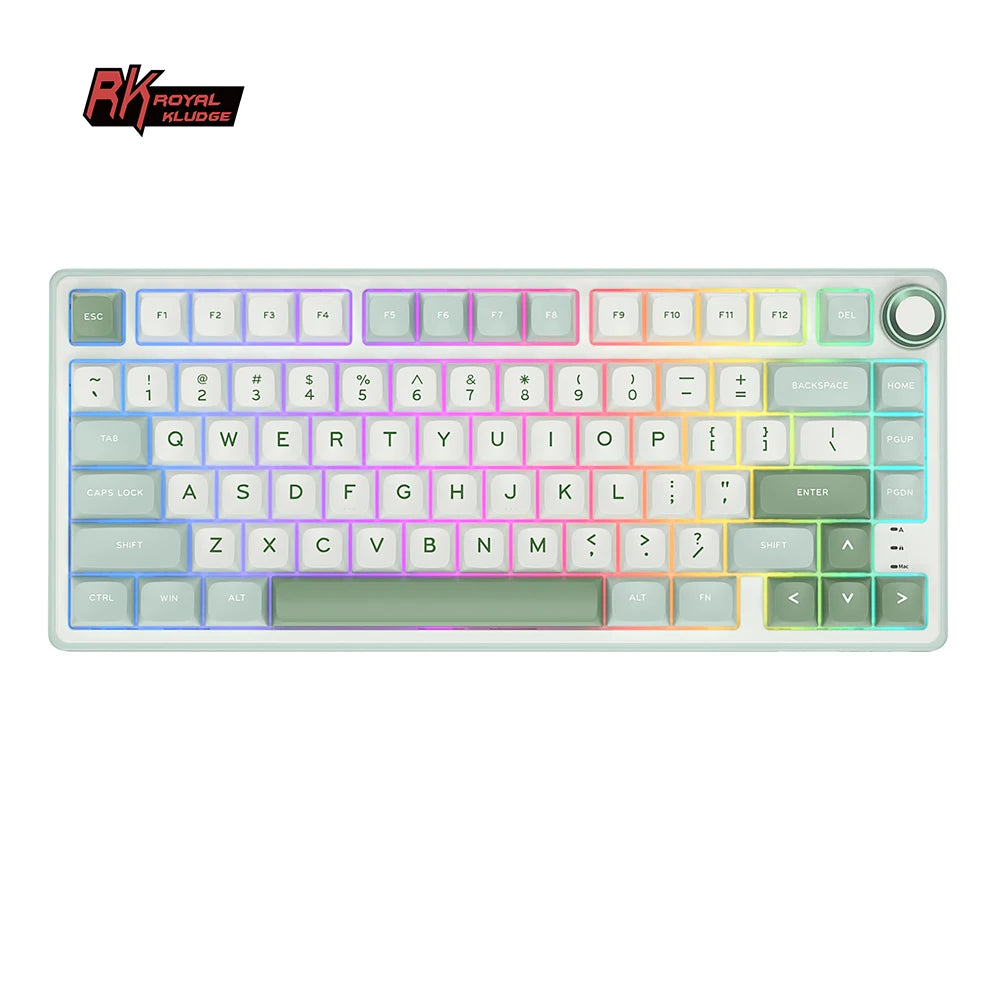 Teclado para juegos con cable Royal Kludge RK R75 de 80 teclas, retroiluminación RGB, 80 % de sellado, teclado mecánico intercambiable en caliente con teclas MDA PBT.