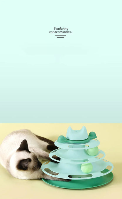3/4 Levels Cats Toy Tower Tracks Cat Toys Interactive Cat Intelligence Training Amusement Plate Tower Pet Products Cat Tunnel
