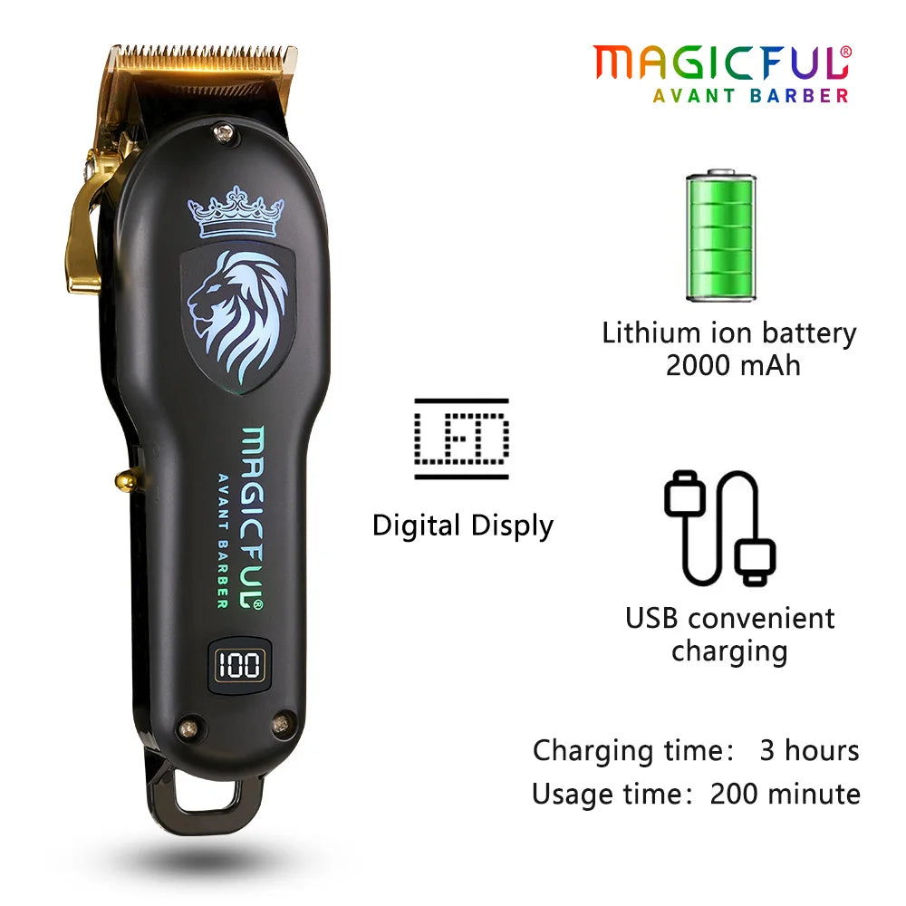 MAGICFUL New Professional Hair Clipper Rechargeable Electric Trimmer For Men Beard Kids Barber Cutting Machine Haircut Machine
