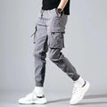 Classic Streetwear Casual Men Ribbons Harem Jogging Pants Male Slim Fit Spring Cargo Pants Multi-Pockets Women Trousers k32