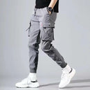Classic Streetwear Casual Men Ribbons Harem Jogging Pants Male Slim Fit Spring Cargo Pants Multi-Pockets Women Trousers k32