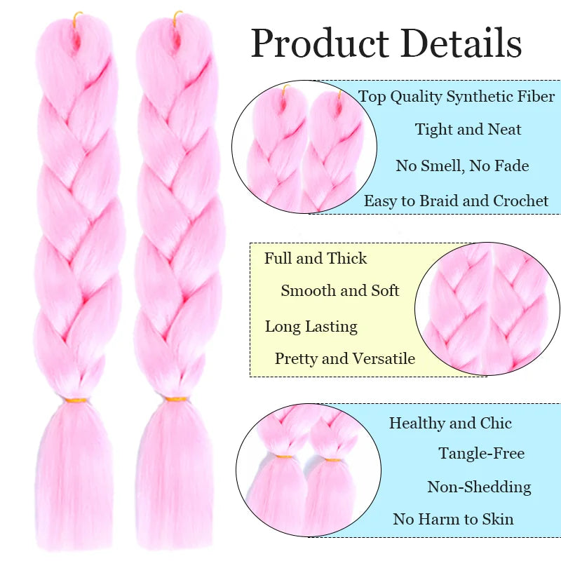 Lupu 24 "extensões de cabelo sintético longo ombre trança para mulheres preto roxo rosa azul loiro jumbo tranças suporte atacado