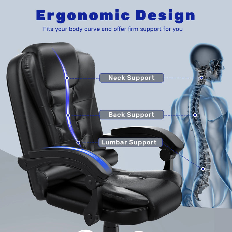 Naspaluro Ergonomic Office Chair Desk Chair with High Backrest PU Leather Swivel Chair Deck Chair Gaming Chair for Office Home