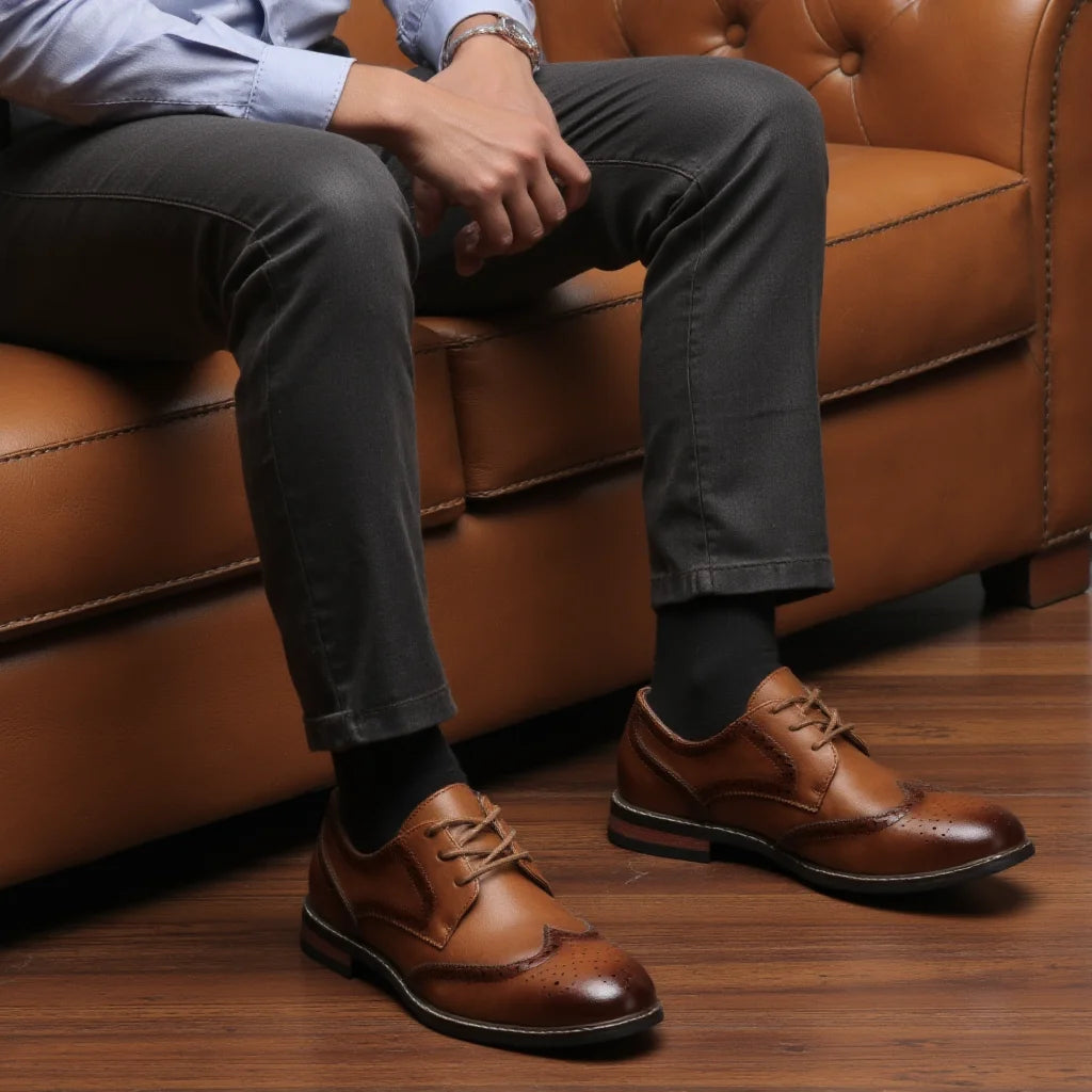 Size 7~13 Brogue Dress Shoes Man Wedding Leather Social Shoe Male