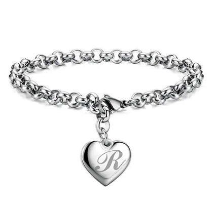 925 Pulseiras de Prata Esterlina com Coração Nobre para Mulheres, 26 Letras Corrente, Marca Designer de Moda, Festa de Casamento, Joias, Novo