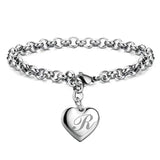 925 Pulseiras de Prata Esterlina com Coração Nobre para Mulheres, 26 Letras Corrente, Marca Designer de Moda, Festa de Casamento, Joias, Novo