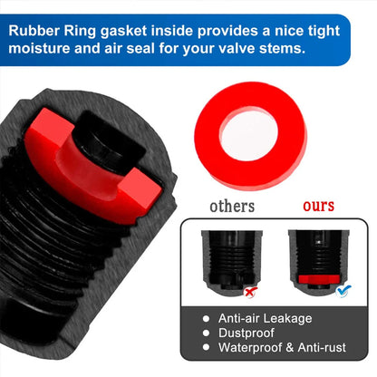 Tire Stem Valve Caps, with O Rubber Ring, Universal Stem Covers for Cars, SUVs, Bike and Bicycle, Trucks, Motorcycles
