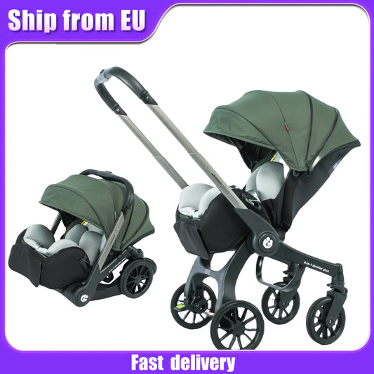 EU STOCK 4in1 baby stroller two-way Multifunctional newborn baby stroller 3in1 Foldable Basket type seat Lightweight Travel Pram