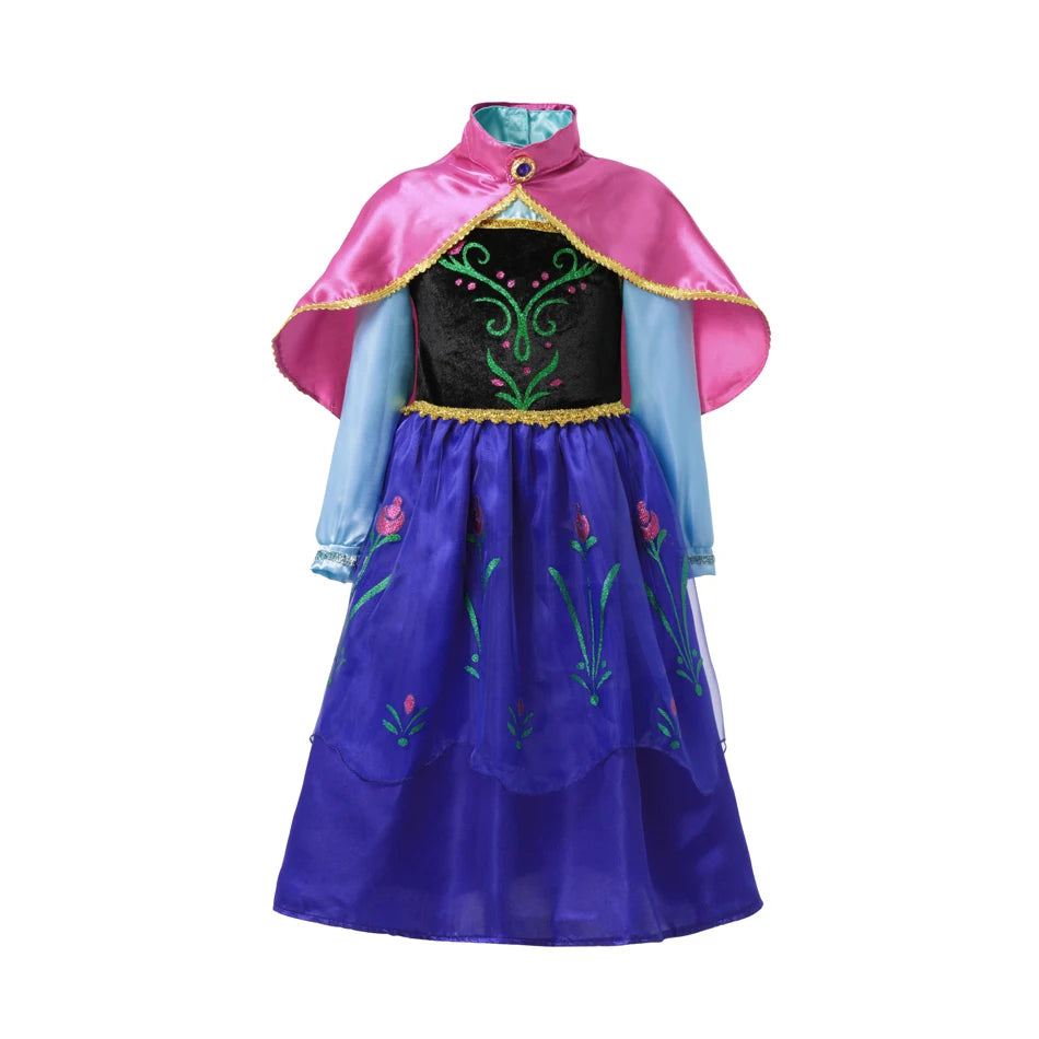 Fantasia de Verão das Rainhas Elsa e Anna – Vestido de Princesa para Meninas e Crianças Pequenas – Ideal para Halloween, Cosplay e Festas (Para 2 a 10 Anos)