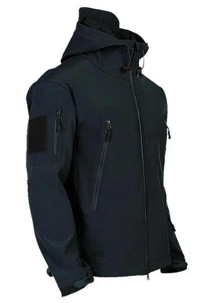 Chaqueta militar informal con capucha para hombre, estilo aviador, de combate, impermeable, de piel de tiburón, estilo softshell, táctica