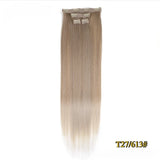 Kit 4 peças extensões de cabelo liso 60cm clip in aplique sintético ombre castanho e louro