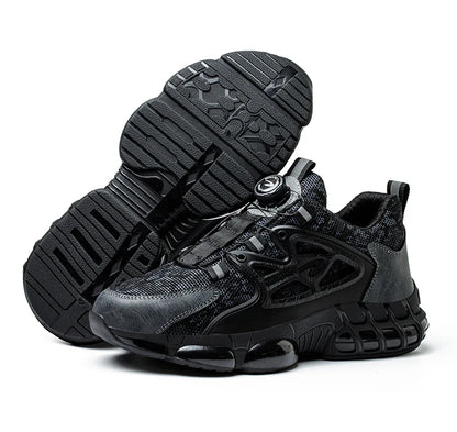 Rotating Button Safety Shoes Men Steel Toe Sneaker Air Cushion Work Shoes Man Puncture Proof Work Safety Boots Protective Shoes
