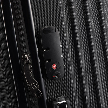 Comanlai Twin-Wheeled Suitcase Set with TSA Password Lock, ABS Trolley Luggage with 4 Universal Wheels, M L XL Sizes, Black