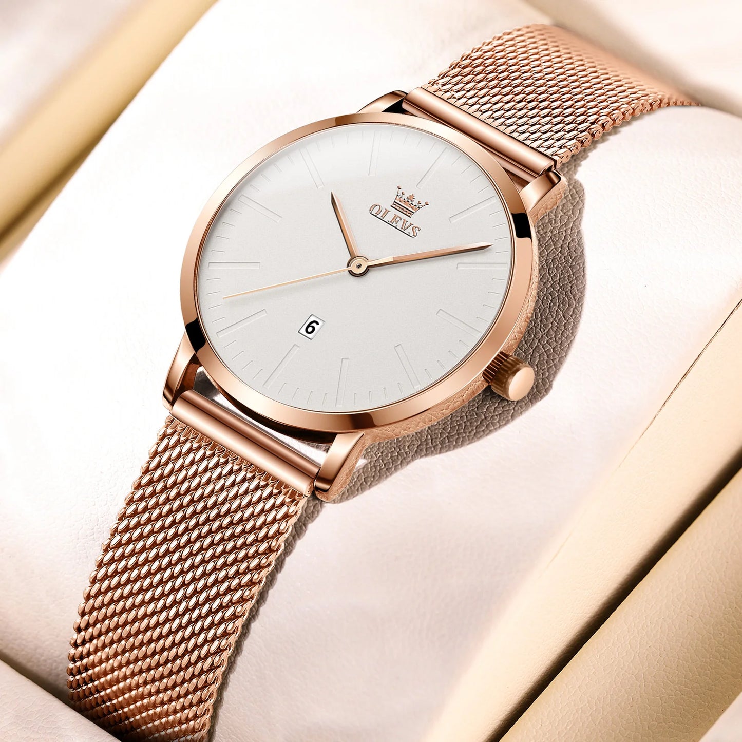 OLEVS Luxury Fashion Watch for Women Stainless Steel Waterproof Quartz Ladies Wristwatch Original Simple Elegant Women's Watches