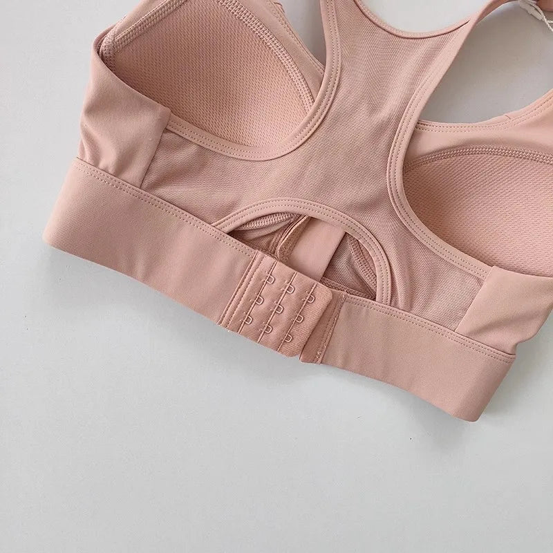 Sujetador deportivo con cremallera frontal, ropa interior deportiva a prueba de golpes, sujetador de yoga de alto impacto, chaleco de secado rápido para correr, sujetador de yoga para fitness, top para mujer