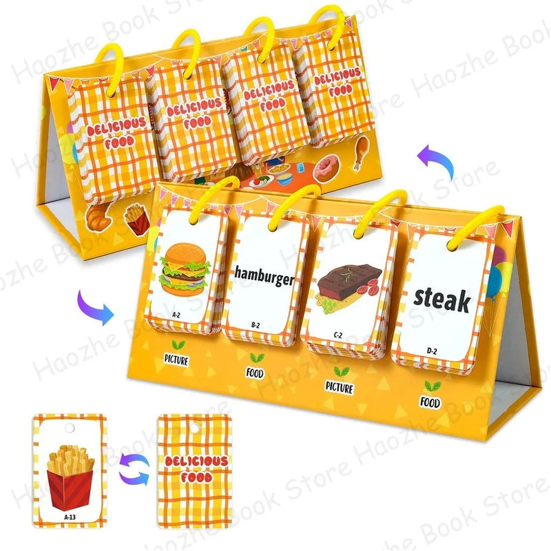 92Pcs Food Vocabulary Flashcards for Kids Double Side Parent-Child Interaction English Card Educational Learning Cards