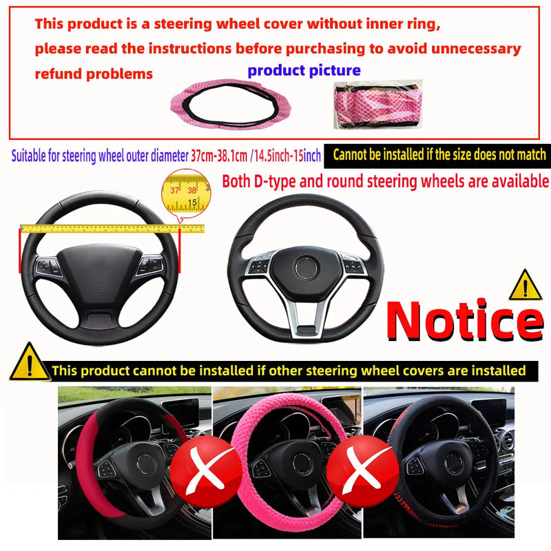 1 linen breathable fabric Bohemian style automotive supplies without inner ring steering wheel cover fits 14.5-15 inches