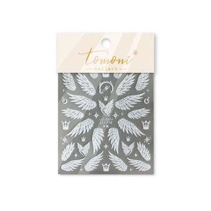Flash Dreamy Freedom White Swan Wing High Quality Nail Stickers Nail Art Decoration Decals Design MS-666