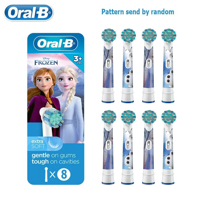 Recambio de cabezales de repuesto para cepillo de dientes eléctrico Oral B EB10 Kids, con cerdas suaves y cabezal redondo pequeño, ideal para limpieza dental de Spiderman y Frozen.