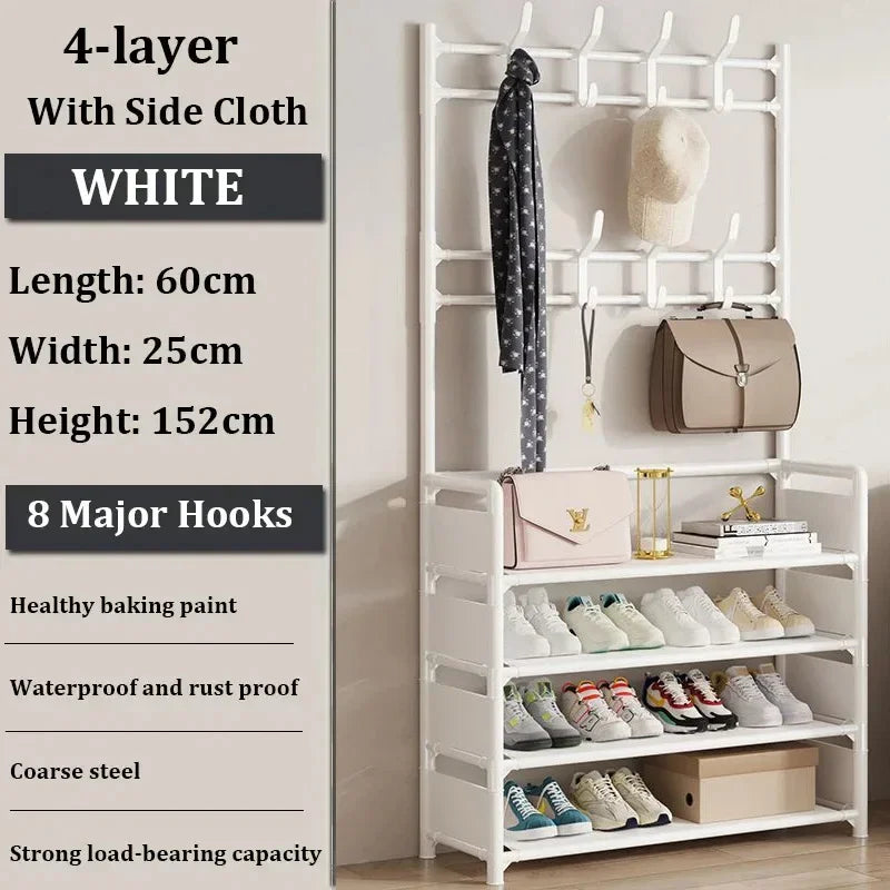 Multi-layer Shoe Rack Household Integrated Coat and Hat Rack Simple Multifunctional Shoe Cabinet for Entryway