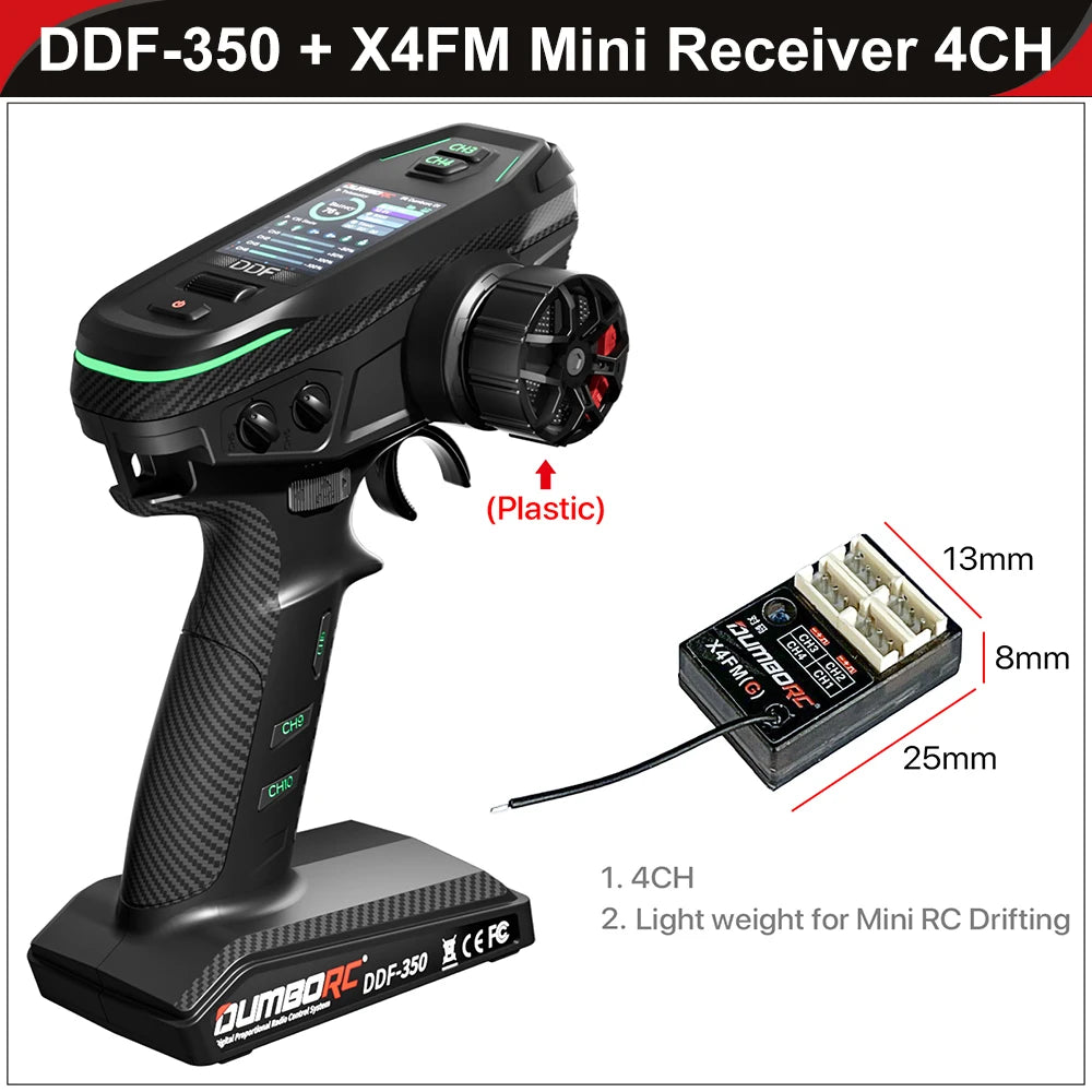 Control remoto digital DUMBORC 2.4G 10CH DDF-350, transmisor con receptor para coche, barco, tanque, sistema LCD FHSS