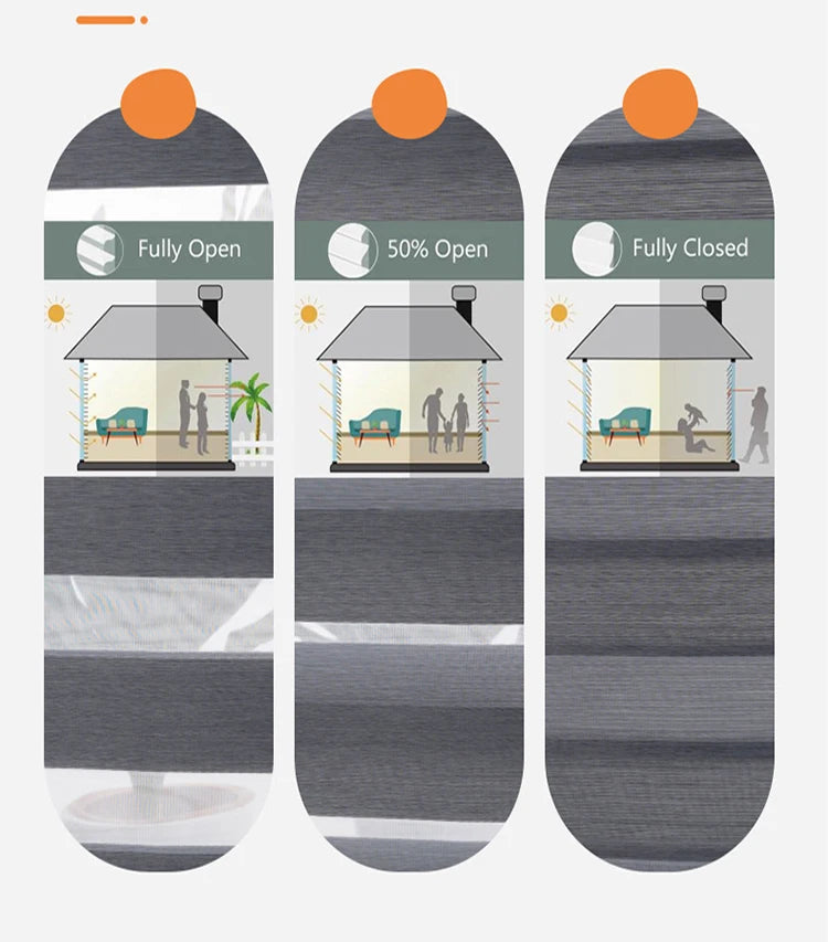 Custom Made Motorized Window Blinds Blackout Zebra Blinds Shades Dual Stripe Shades Day and Night Roller Blinds for Windows