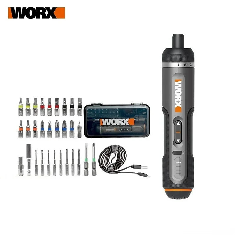 Juego de destornilladores eléctricos WORX WX242 de 4 V, destornilladores eléctricos inalámbricos inteligentes, recargables por USB, juego de 30 puntas, minitaladro, herramienta eléctrica