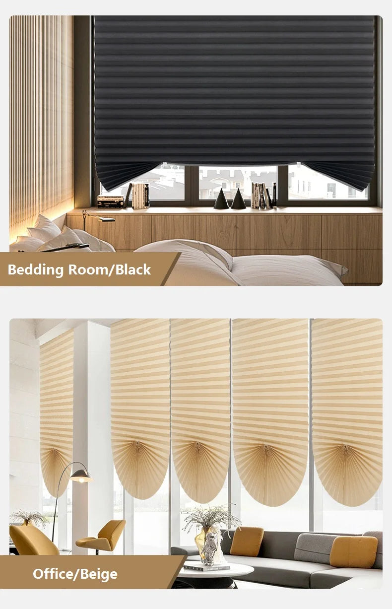 Blind for Window Self Adhesive Pleated Blinds Cordless No Drill Fabric Blinds Room Darkening Shades Blackout Shades for Bathroom