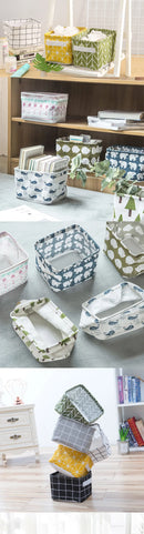 Small Foldable Canvas Storage Basket With Handle Cotton And Linen Desktop Storage Box Small Fresh Waterproof Storage Basket 1PC