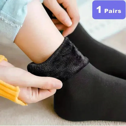 Feminino Inverno Velo Grosso Quente Meias Macio Confortável Cor Sólida Home Floor Meia Grossa Botas Meias De Dormir