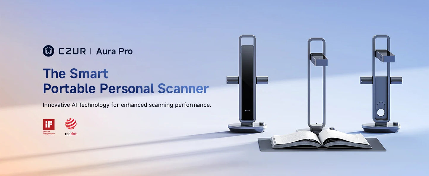 CZUR Aura Pro Portable Book Scanner Document Max A3 Size with Smart OCR Led Table Desk Lamp for Family Home Office