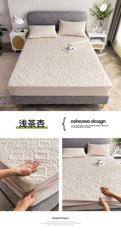 Waterproof Mattress Protector Thicken Fitted Bed Sheet Breathable & Noiseless Mattress Pad for Twin/Double/Queen/King Size Beds
