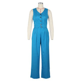Fashion Sleeveless Vest Pants Women's Solid Color Suit Spring Summer V-Neck Ultra Short Top + Slim Pants Female Office 2 Piece Set