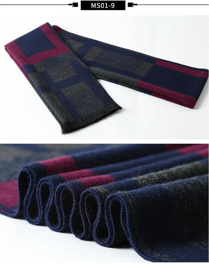 Designer Brand Plaid Men's Cashmere Scarf Winter Warm Scarves Shawls Casual Business Long Wraps Pashmina Christmas Gift for Man