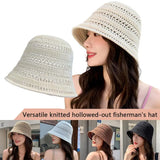 Hollow Out Crochet Sun Hat Wide Brim Bucket Hat Knitted Fisherman Hat Foldable Visor Small Fresh Simple Outdoor Casual Beach Cap
