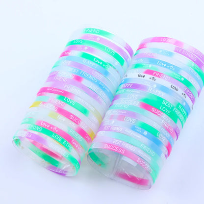 Lote de 20/30/50/100 pulseras de silicona luminosas multicolores para hombre y mujer, estilo mixto, regalo de joyería
