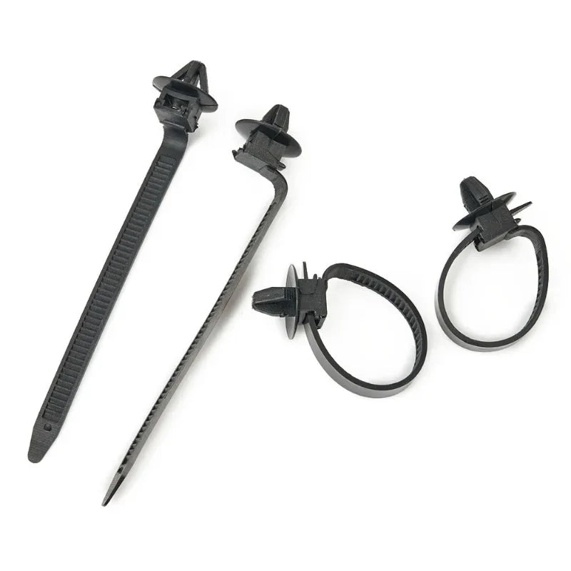 10/30/50PCS Car Nylon Black Cable Ties Push Mount Wire Harness Fastener Cable Clamp Clips Ties Management Car Wire Organizers