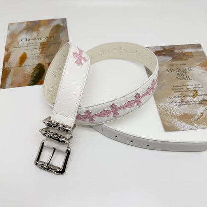 Spring and summer personalized belt with lychee pattern and colorful Kro new style belt for men and women, artistic youth belt