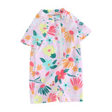 Traje de baño para niñas pequeñas, con protección contra erupciones, con cremallera, manga corta, estampado floral, para bebés