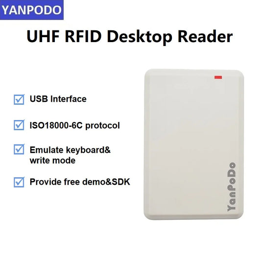 Programador USB YANPODO, lector y grabador RFID UHF de 860-960 MHz con código fuente del software de demostración SDK en inglés.