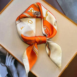 Bufanda cuadrada de seda de lujo para mujer, hiyab de primavera, pañuelo de moda, cinta para el pelo, bandana