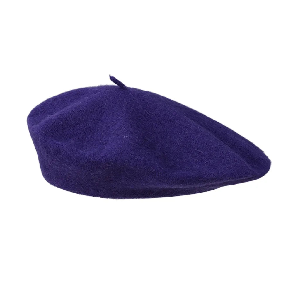 Fashion Warm Winter Wool Berets Hat Retro Solid Color French Artist Hat All Matched Elegant Plain Cap Lady