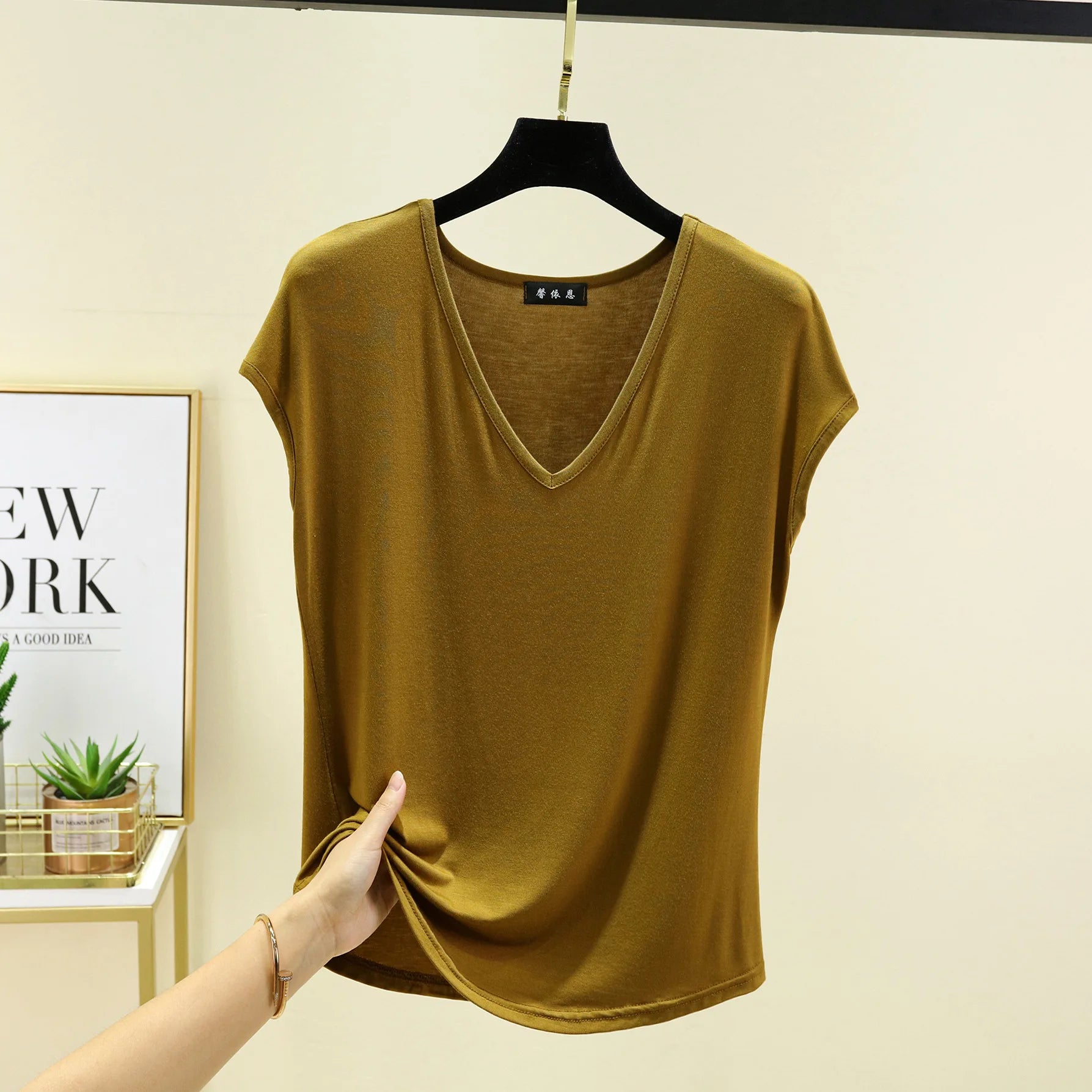 Modal V-Neck Tank Tops summer women's T-shirts sleeveless Plus size Thin Casual Loose Tee tops All match