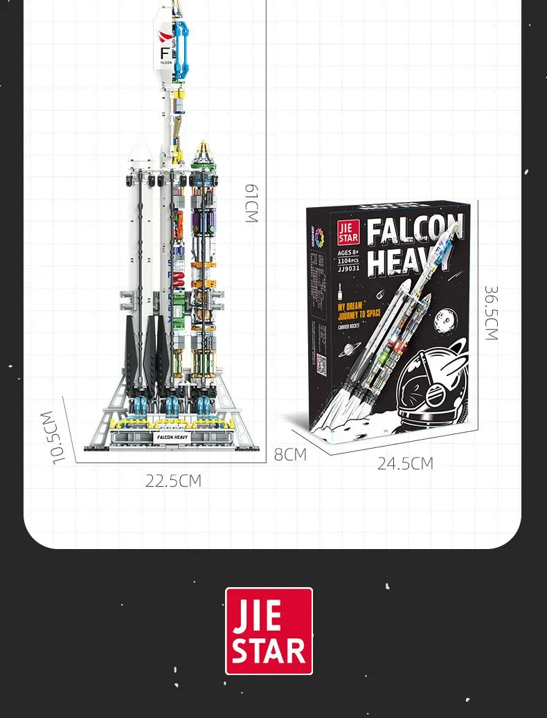 Building blocks rocket model science education toys decoration early education assembly DIY heavy rocket model JJ9030